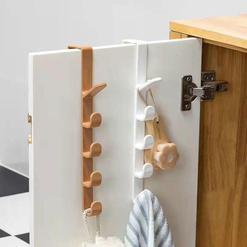 Picture of Multifunctional long row of hooks wardrobe hook behind the door storage for hanging clothes hats bags and accessories in bedroom bathroom or kitchen with punch-free easy installation and space-saving vertical design.-Multicolor