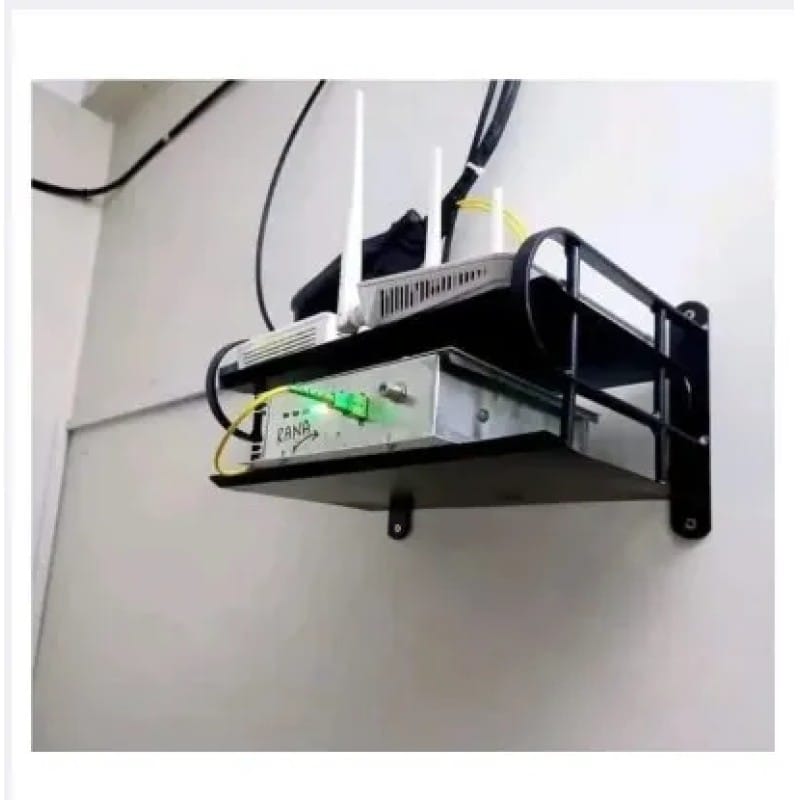 Picture of 1 pcs 2 layer Wall Mounted WiFi Router Storage Shelf Container Metal Stand for Home Office-Black