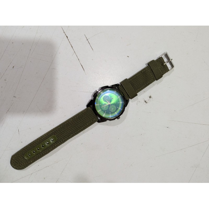 Picture of Men's Sports Analog Quartz Watch featuring a Stylish Green Dial and Durable Olive Green Nylon Fabric Strap, Perfect for Casual Wear and Outdoor Activities for Fashionable Men in Bangladesh Today.-Green