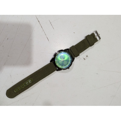 Picture of Men's Sports Analog Quartz Watch featuring a Stylish Green Dial and Durable Olive Green Nylon Fabric Strap, Perfect for Casual Wear and Outdoor Activities for Fashionable Men in Bangladesh Today.-Green
