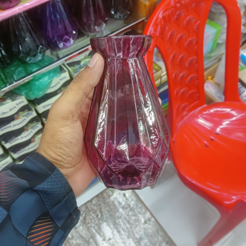 Picture of 1 pcs Vases for Flowers 7.87 Inch Transparent Glass Vase Modern Living Room Home Coffee Table Bedroom Study Office Decoration Vase Gift Transparent/pink/gray Vases for Decor Living Room-Multicolor