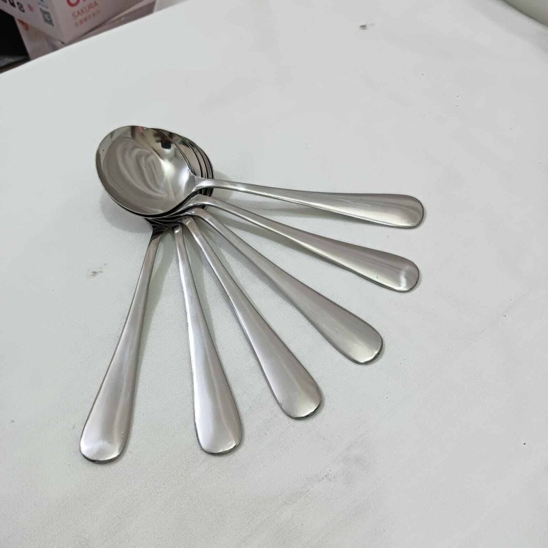 Picture of Nova Black Berry 6 Pcs High Quality Stainless Steel Soup Spoons-Silver