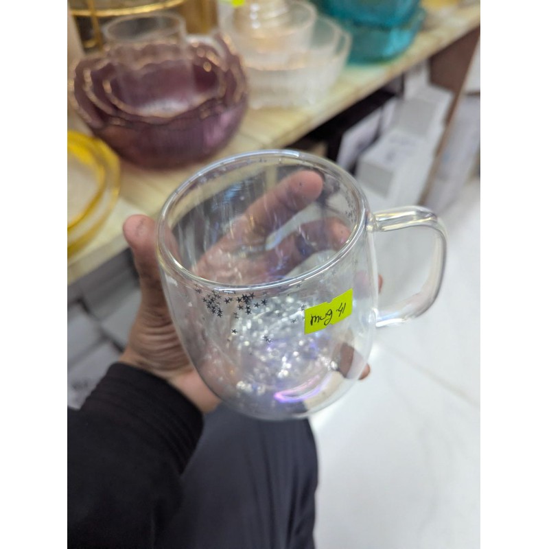 Picture of Double Wall Insulated Borosilicate Glass Mug for Hot and Cold Beverages with Handle, Heat-Resistant Clear Tea and Coffee Cup, Keeps Drinks Warm & Exterior Cool to Touch-Multicolor