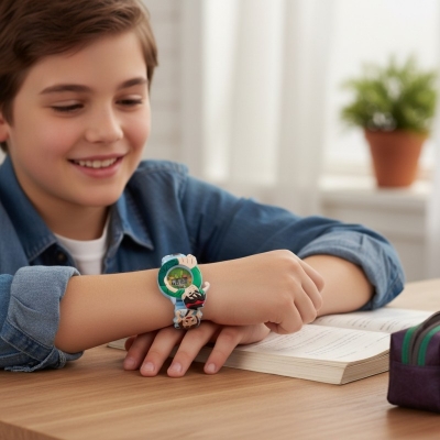Picture of Kids Ben 10 Digital Wrist Watch with 3D Cartoon Character Strap Multicolor LED Flashing Lights and Music Rotating Spinner Dial Design Perfect Birthday Gift for Boys and Girls Ages 3-10.-Multicolor