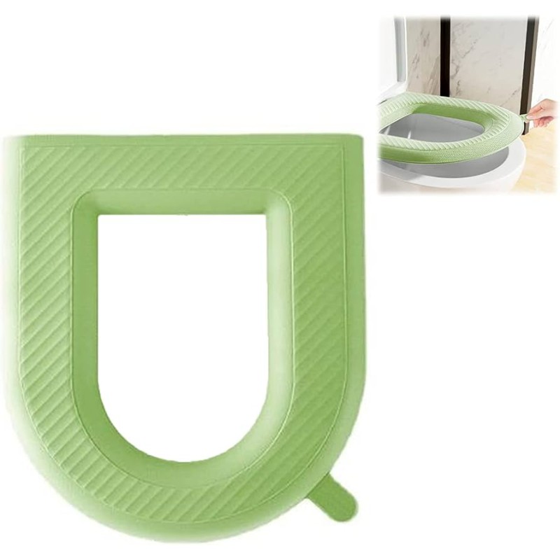 Picture of Waterproof EVA Foam Toilet Seat Cover Padded Cushion with Hygienic Lifter Handle for Universal Bathroom Toilets-Multicolor
