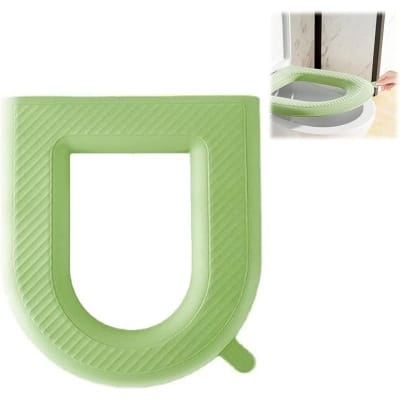 Picture of Waterproof EVA Foam Toilet Seat Cover Padded Cushion with Hygienic Lifter Handle for Universal Bathroom Toilets-Multicolor