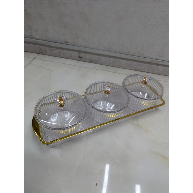 Picture of Multifunctional Dessert, Nut, and Candy Dish Set on Serving Platter round shape-Multicolor