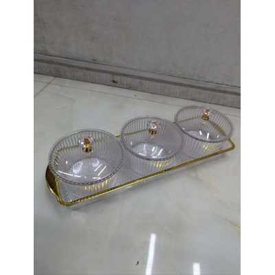 Picture of Multifunctional Dessert, Nut, and Candy Dish Set on Serving Platter round shape-Multicolor