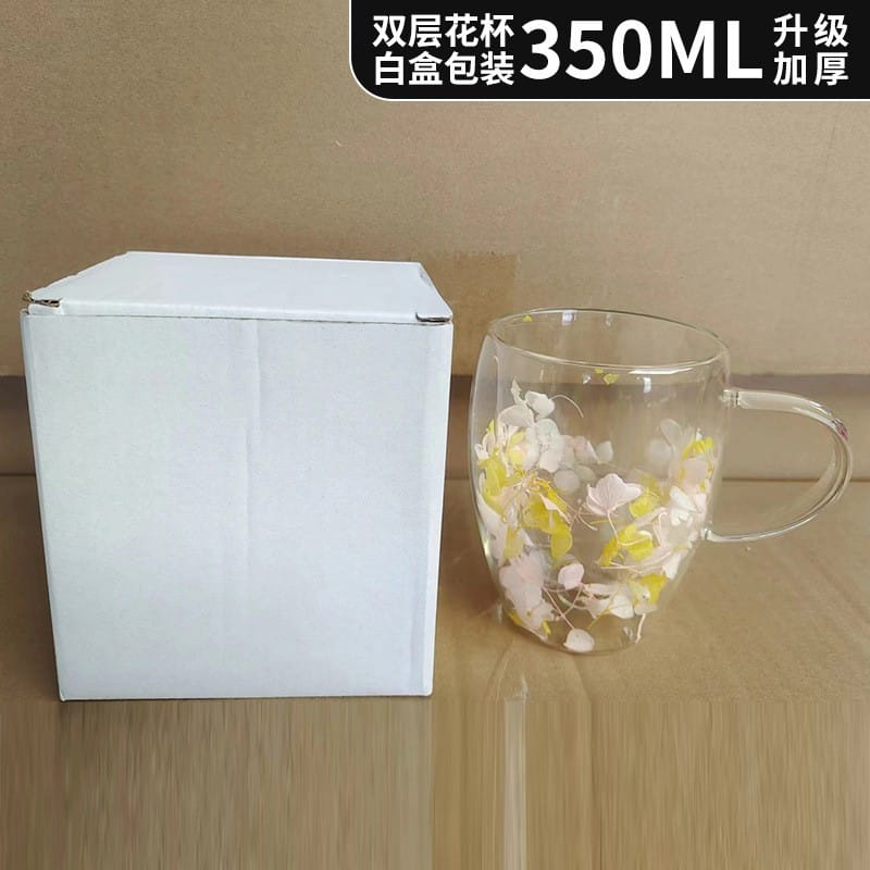 Picture of Heat-Resistant Double-Layer Tea & Coffee Mug with Unique Real Flower Filler-Multicolor
