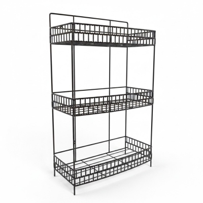 Picture of 3 Tier Black Metal Spice Rack Organizer Countertop Spice Shelf Standing Holder for Kitchen Pantry Cabinet-Black