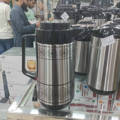 Picture of Niyyama 1L Flask - Double Wall Insulation, Leak-Proof Design, High-Quality Glass Refill, Keeps Hot/Cold Beverages for 12-24 Hours, Stylish Silver Body, Eco-Friendly, Plastic Handle, Easy to Clean-Multicolor