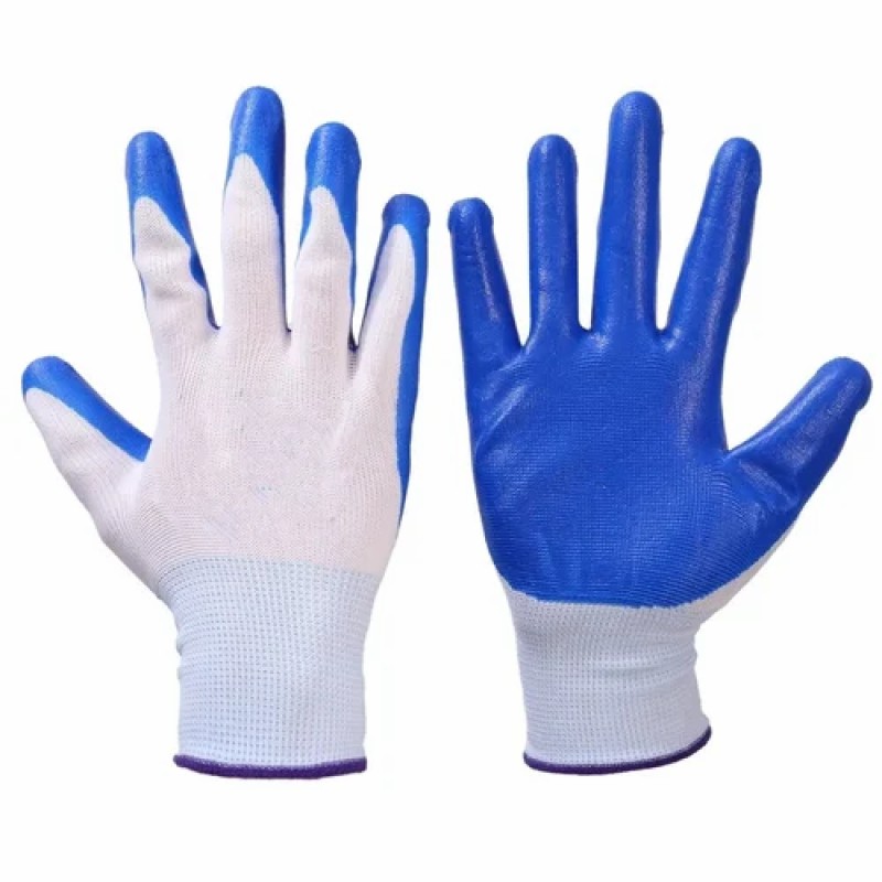 Picture of 1 pairs of labor protection gloves nylon nitrile gloves non-slip dipped rubber gloves protective gloves-Multicolor