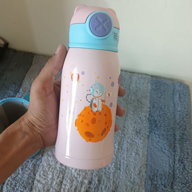 Picture of Double Insulated Water bottle with zipper Cover  and color strip Stainless Steel Thermal Water Bottles Cold for 20 Hours and Hot for 12 Hours Leak-Proof Sports Flask (500 ML, pink)-Pink