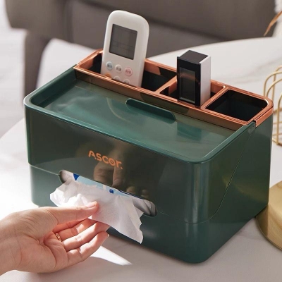 Picture of Ascor Multi-Functional Tissue Box Organizer with Remote Control and Phone Stand Holder-Multicolor