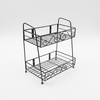 Picture of Premium Black Iron 2-Tier Kitchen Spice Rack and Organizer Shelf for Countertops and Cabinets Designed to Hold Glass Spice Jars Herb Bottles and Small Kitchen Accessories for Maximum Storage Efficiency Now.-Black