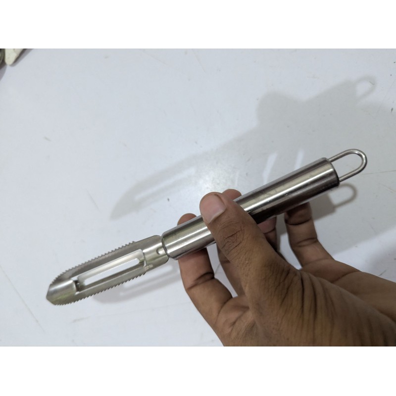 Picture of Stainless Steel Julienne Peeler and Vegetable Corer Tool with Serrated Blade for Kitchen Scraping and Slicing-Silver