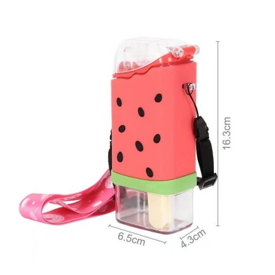 Picture of Factory Wholesale Summer Watermelon Ice Cream BPA Free Kid Portable Food Grade Children Plastic Water Bottle with Lid&Straw-Multicolor