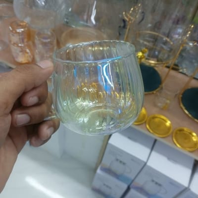 Picture of 1PC Stripes Glass Mug Breakfast Milk Cup Cute Office Home Coffee Mugs Pumpkin Pattern Heat-Resistant Drinkware with Handle 400 ml-Multicolor