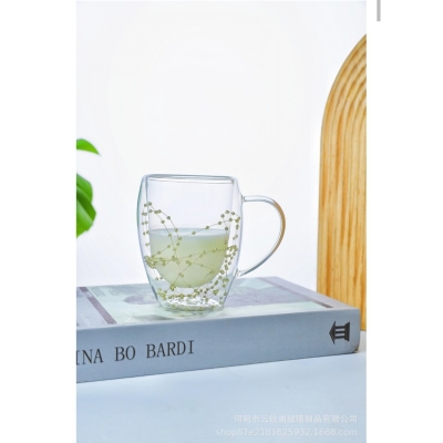 Picture of 1PC Multifuntional Glass Cups Double Layer Glasses 350ML Cups With Handle For Coffee And Iced Drink-Multicolor