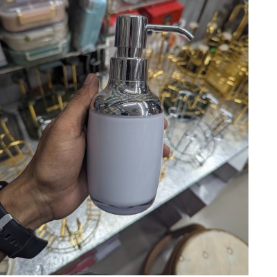 Picture of Premium 280ml multicolor acrylic round soap dispenser featuring a durable rustproof pump mechanism perfect for enhancing your bathroom vanity decor or modern kitchen sink countertop with a stylish and contemporary colorful touch.-Multicolor