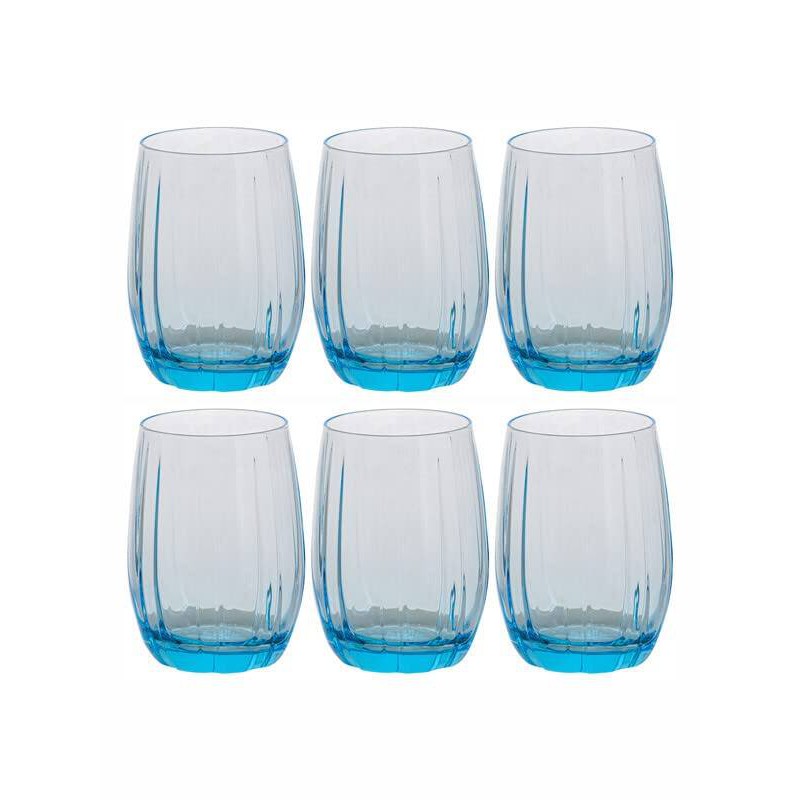 Picture of 380ML Blue Soda Lime Glass Cup Set - Dishwasher Safe, Lightweight, Classic Style, Round Shape, Set of 6, Perfect for Home and Kitchen, Durable and Ideal for Everyday Use.-Blue