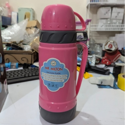 Picture of High Quality 1L Plastic Body Vacuum Flask with Glass Refill Inner Insulation Available in Multiple Colors for Superior Heat Retention Perfect for Storing Tea Coffee and Hot Water at Home Daily.-Multicolor