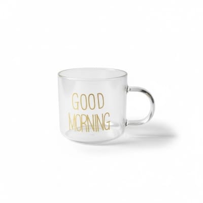 Picture of Premium Borosilicate Good Morning Glass Mug for Coffee, Tea, and Milk, Heat Resistant Fireproof Transparent Drinkware, Eco-Friendly Glass Cup with Handle, Ideal Gift for Home, Office, and Daily Breakfast.-Multicolor