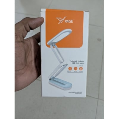 Picture of Yage YG-T125 Rechargeable LED Desk Lamp with 1200mAh Battery, 3 Brightness Levels, Eye-Caring Flicker-Free Technology, Foldable 3-Layer Design, USB Charging, Portable Table Light for Students, Home Office, Reading and Study Purposes.-White