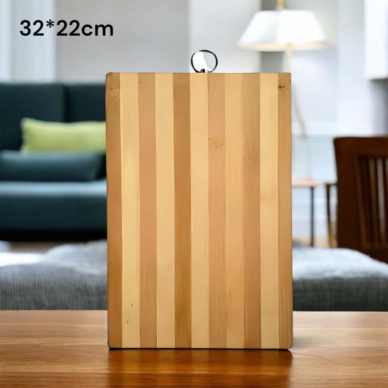 Picture of "Bamboo Cutting Board - 32x22x1.8cm Rectangle, Strong and Durable, Ideal for Kitchen Needs, Includes Hook for Simple Storage, Brown Color"-Brown