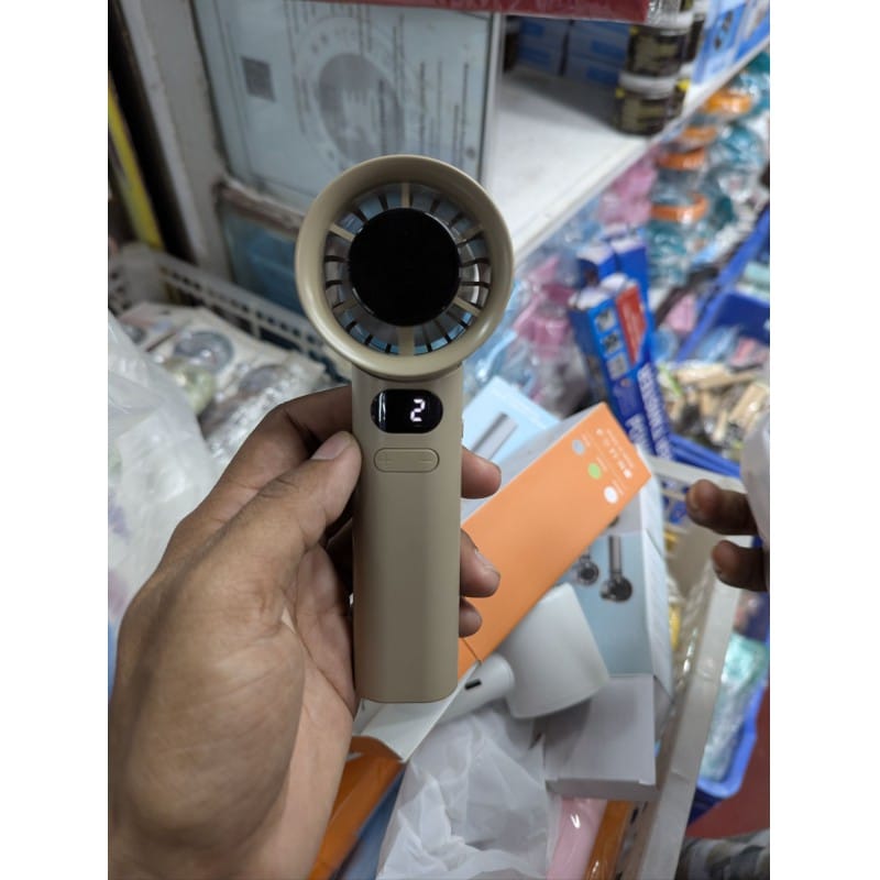 Picture of High Speed Handheld Fan with 120 Adjustable Speeds and Digital LED Display for Real-Time Monitoring, Featuring a Portable Mini Turbo Design Perfect for Staying Cooling During Summer Outdoor Travel Trips.-Multicolor