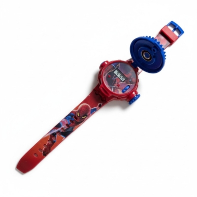 Picture of Marvel Spiderman Kids Digital Watch for Boys and Girls with Flip Cover and Flash Light Effect Feature Stylish Red Silicone Strap Childrens Cartoon Character Toy Wristwatch Perfect for Birthday Gifts.-Red