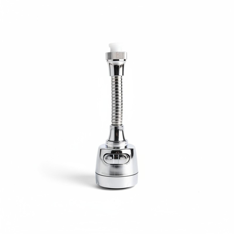 Picture of Universal 360 Degree Rotating Flexible Kitchen Faucet Aerator Extender with Dual Mode Spray Nozzle and Stainless Steel Hose Attachment for Water Saving Performance and Easy Sink Cleaning Access in Modern Homes.-Silver