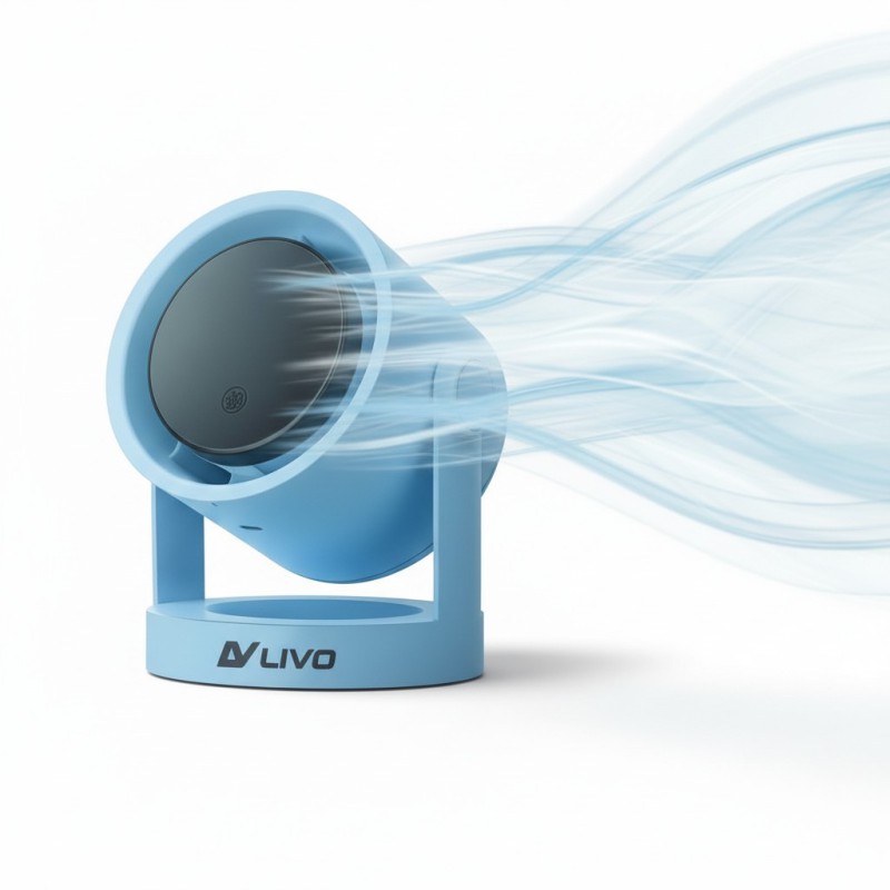 Picture of Livo LV-2601 High Speed Turbo Fan Rechargeable Portable Desktop Cooling Solution with 5 Speed Settings Digital Display and USB Type-C Charging Port for Personal Use Home Office Study and Outdoor Travel.-Multicolor