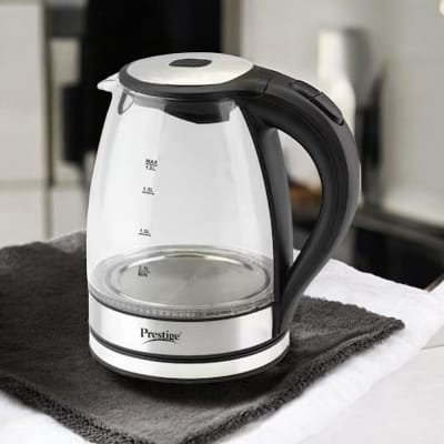 Picture of Prestige Crystal Glass Electric Kettle, 1.8L, 1000W, 220V, 50Hz – Transparent Glass, Fast Boil, Elegant Design, Multiple Colors, Perfect for Hot Water, Tea, and Coffee (1 Pc)-Multicolor