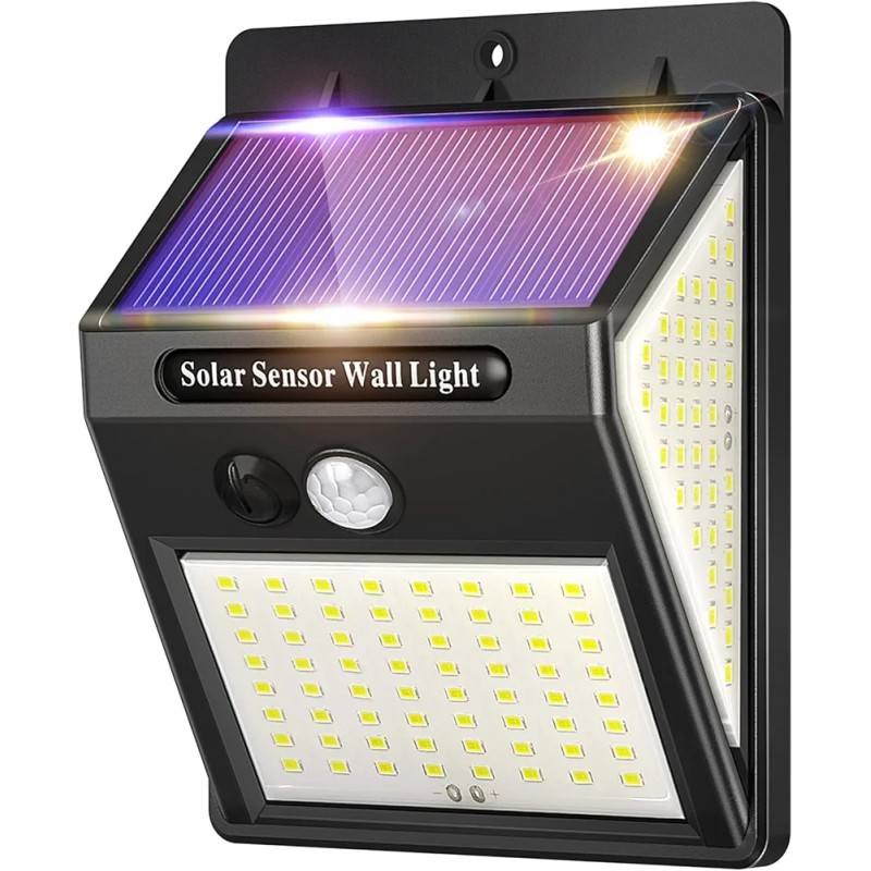 Picture of High-quality 30 LED solar motion sensor wall light for outdoor garden security features advanced IP65 waterproof technology to ensure long-lasting performance and bright illumination during heavy rain and harsh weather conditions.-Multicolor