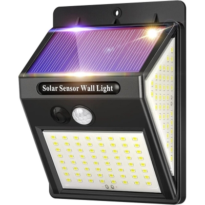 Picture of High-quality 30 LED solar motion sensor wall light for outdoor garden security features advanced IP65 waterproof technology to ensure long-lasting performance and bright illumination during heavy rain and harsh weather conditions.-Multicolor