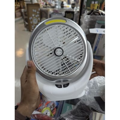 Picture of Portable Rechargeable Desktop Fan with Dual Battery and Integrated COB LED Light High-Speed Personal Cooling Fan for Home Office and Travel Use During Load Shedding in Bangladesh with USB Type-C Charging.-Multicolor