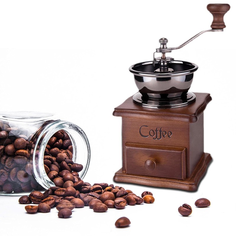 Picture of 1pcs Manual Coffee Bean Spice Nuts Grinder Hand Mill Ceramic Core Antique Style-Multicolor