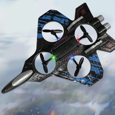 Picture of 4DRC V32 Foam RC Plane Fighter Jet Drone with LED Lights, 360° Flips, Altitude Hold, Easy-to-Fly Remote Control Airplane Toy for Kids & Adults Beginners, 2.4GH-Multicolor