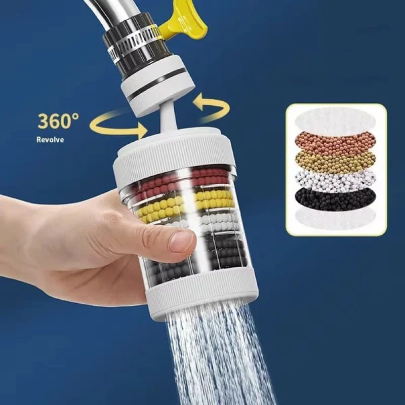 Picture of 6 Layer 360 Degree Rotate Water Filter Faucet Water Purifier Nozzle Coconut Charcoal Medical Stone Kitchen Accessories Home Water Filter - 1pcs-Multicolor