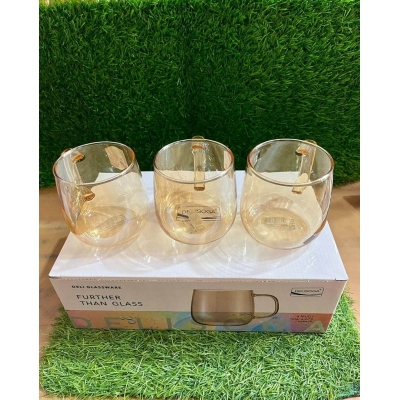 Picture of Pack of 2 Borosilicate Glass Mugs - 520ml, Microwave Safe, Scratch Resistant, Lightweight, Multicolor, No Lid, Round Shape, Ideal for Tea, Coffee, Hot & Cold Drinks, GPB27-ML Set.-Multicolor