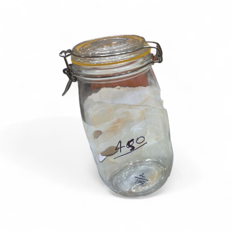 Picture of Premium airtight glass cookie jar with secure stainless steel locking clamp and yellow silicone gasket seal perfect for keeping homemade chocolate chip cookies crunchy fresh and delicious for much longer periods.-Multicolor