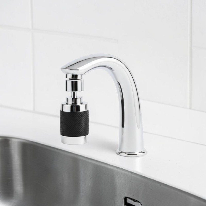Picture of Professional Salon Hairdresser Basin Tap with Pull Out Spray Head and Black Textured Non-Slip Grip Chrome Finish High Arc Spout Replacement Faucet for Beauty Parlor Backwash Units and Hair Washing Stations.-Multicolor