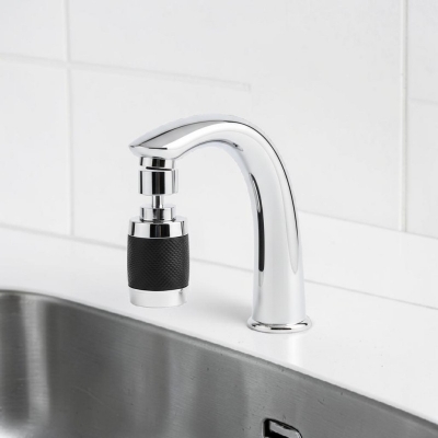 Picture of Professional Salon Hairdresser Basin Tap with Pull Out Spray Head and Black Textured Non-Slip Grip Chrome Finish High Arc Spout Replacement Faucet for Beauty Parlor Backwash Units and Hair Washing Stations.-Multicolor