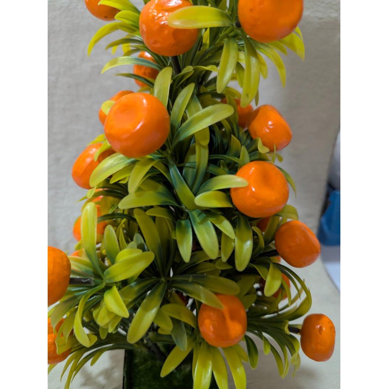 Picture of Realistic Artificial Orange Fruit Bonsai Tree in Black Pot for Home Office Indoor Tabletop Decoration and Gifting-Orange