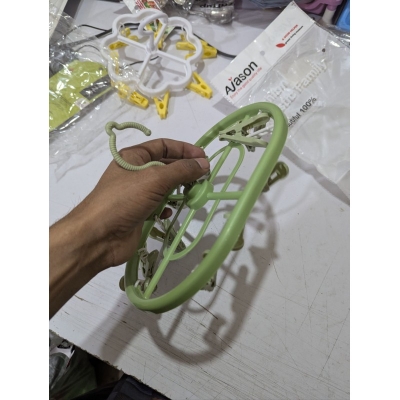 Picture of Multifunctional Plastic Sock Drying Rack Hanger with Multiple Peg Clips | Foldable Windproof Swivel Hook Laundry Airer Organizer for Underwear, Bras, Baby Clothes, Small Items, Towels | Space-Saving Drip Hanger-Multicolor