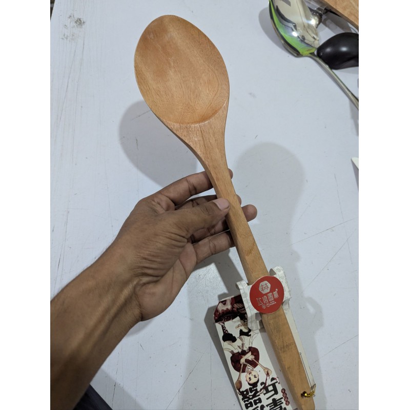 Picture of Handcrafted Large Long Handled Hardwood Cooking Spoon and Heat Resistant Natural Soup Ladle Utensil-Brown