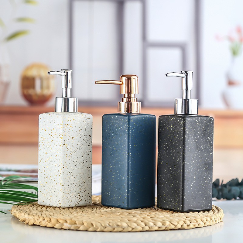 Picture of 320ml Glass Soap Dispenser Solid Color Liquid Soap Dispensers For Bathroom Kitchen Lotion Storage Bottle Refillable Empty Bottle white-White