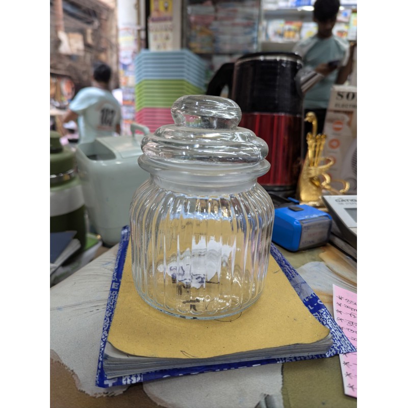 Picture of Multi-Purpose Fluted Glass Food Container 1 pcs-Multicolor