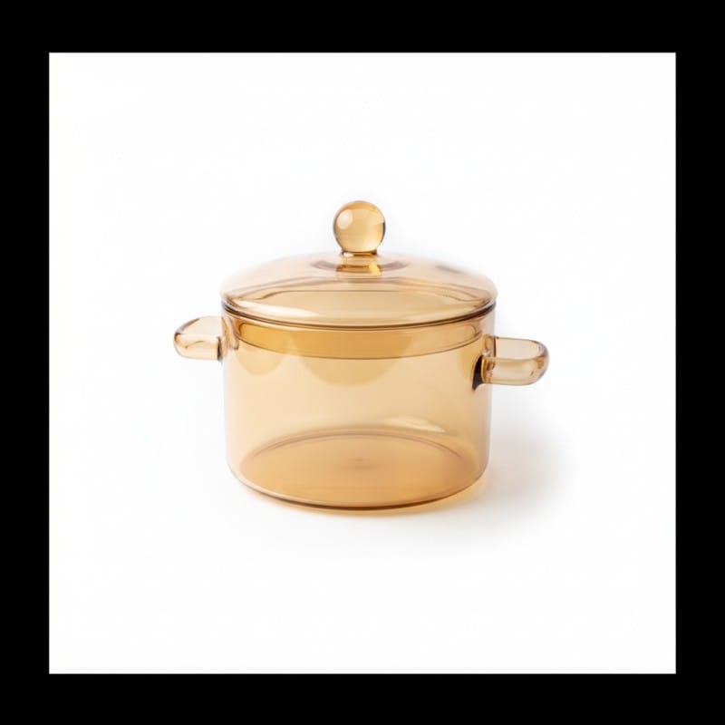 Picture of Visions Amber Glass Cookware Stovetop Safe Casserole Dish | Transparent Heat-Resistant Borosilicate Glass Pot with Lid | Versatile Saucepan for Soup, Stews, Braising, Microwave & Oven Use-Multicolor